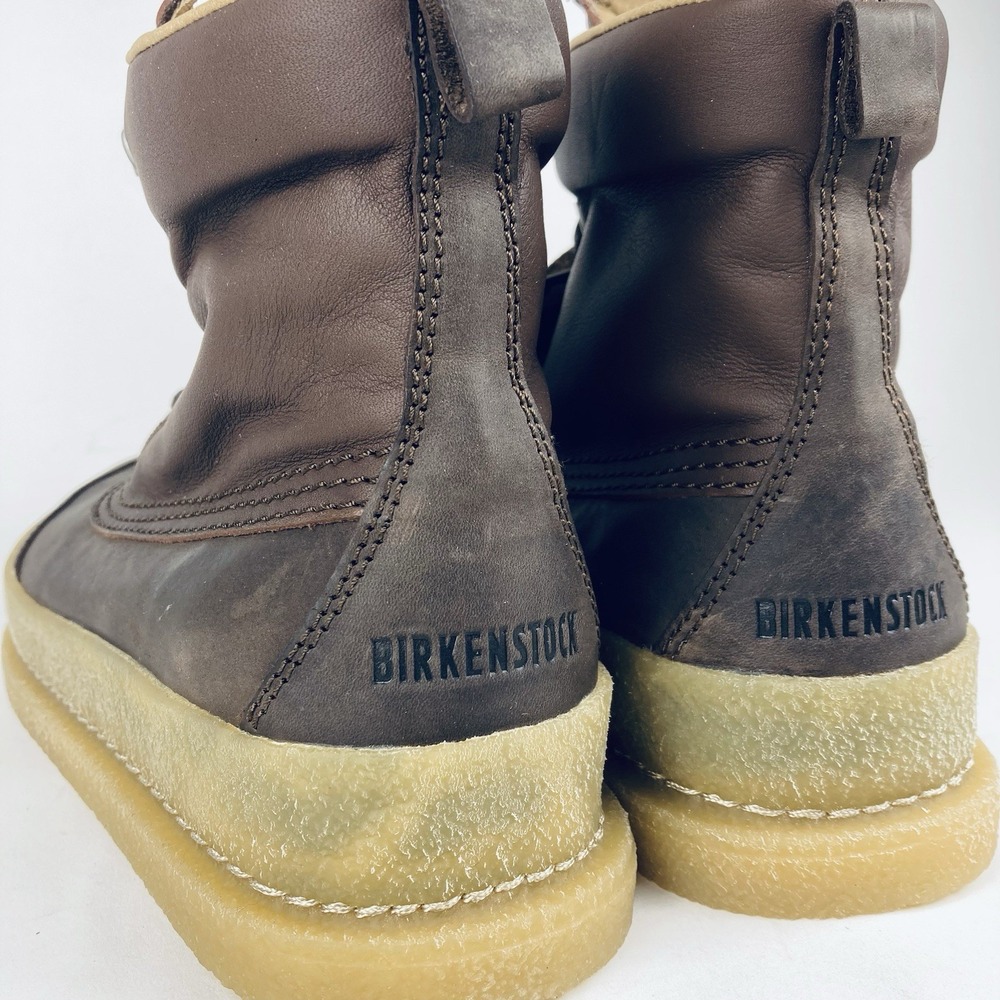 Birkenstock Brown Leather Ankle Boots with Tan Crepe Sole - Picture 6 of 12